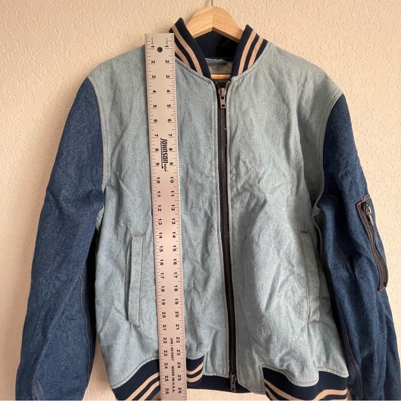 Slate and Stone Jacket Mens Extra Large Denim Bomber Varsity - Picture 7 of 7
